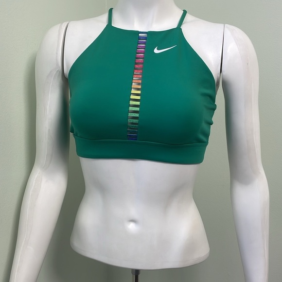 Nike Green Rainbow Ladder Indy Sports Bra Medium - Picture 4 of 8